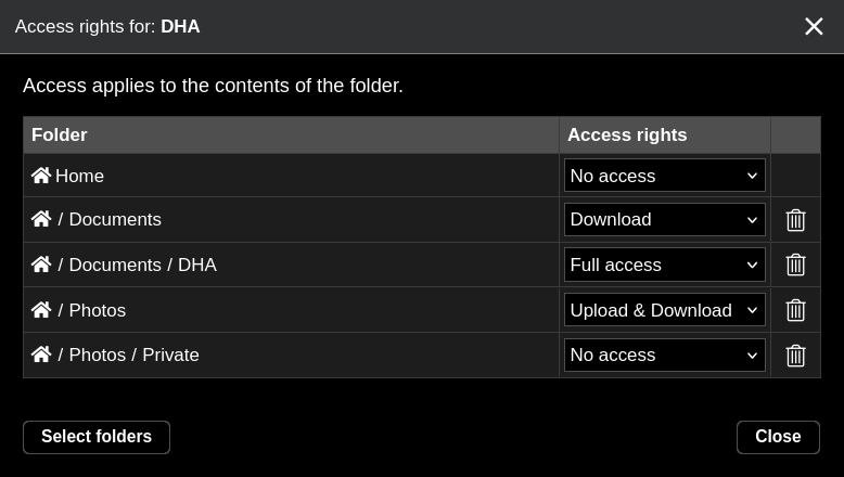 Set up MyDrive login with individual rights for additional users.