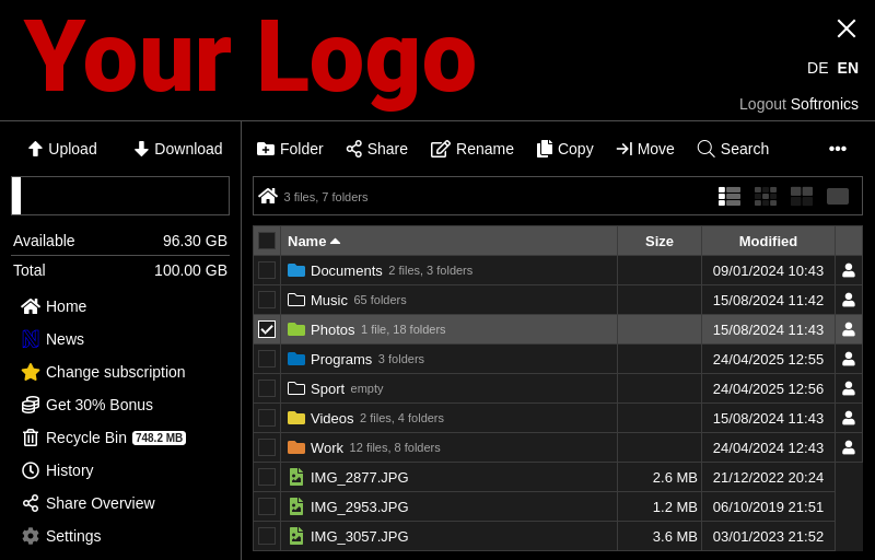 MyDrive, simple and intuitive web interface for cloud storage.